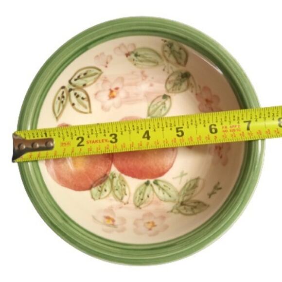 Gibson PEACH DUO 2-Cereal Bowls 7 ½”D Orange Red Fruit Pink Flowers Soup Cup - Picture 5 of 7